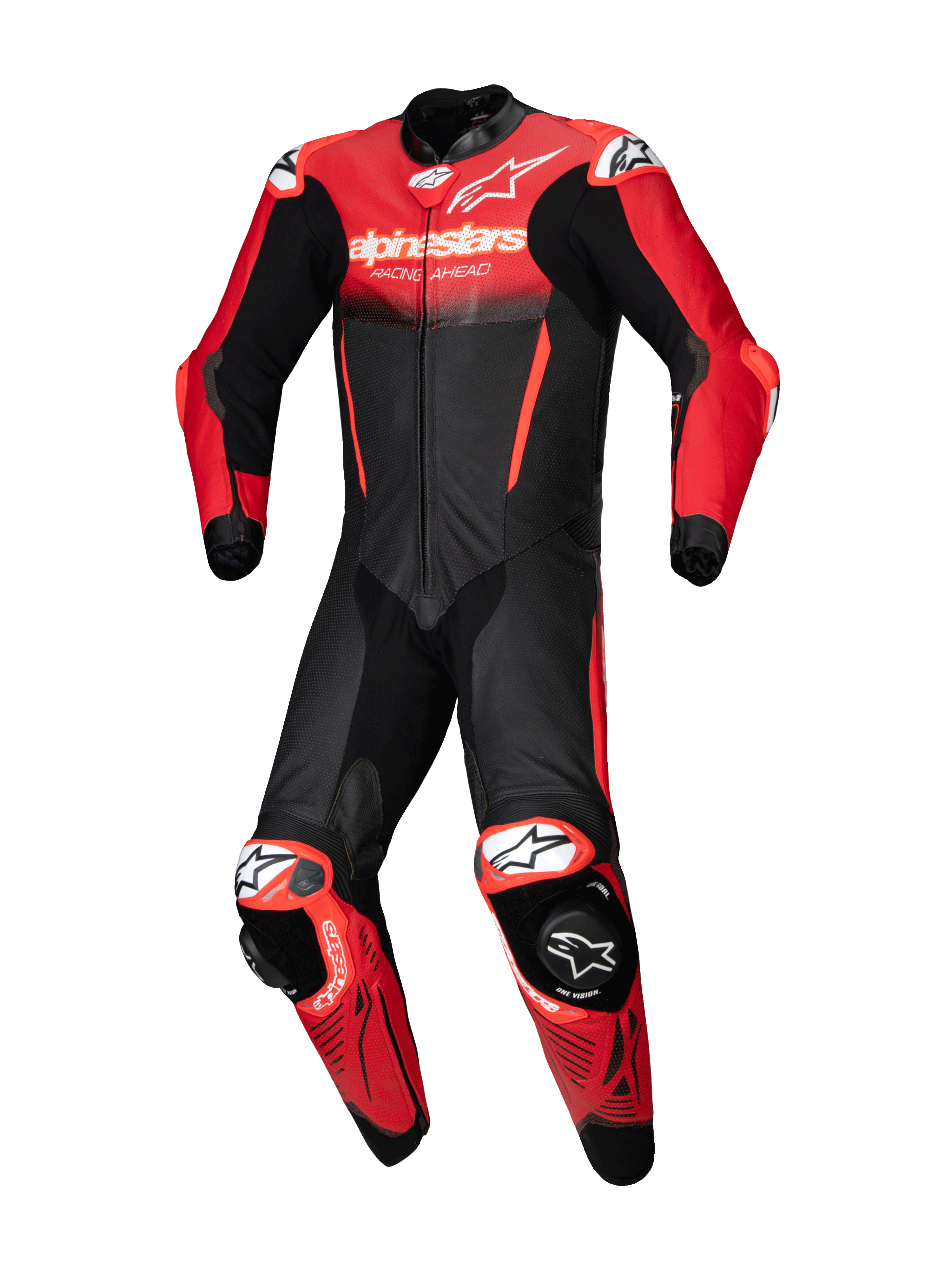 Alpinestars GP-R7 One Piece Leather Suit Black / Mid Red FREE 1 YEAR Returns, FREE UK Delivery | ThrottleChimp