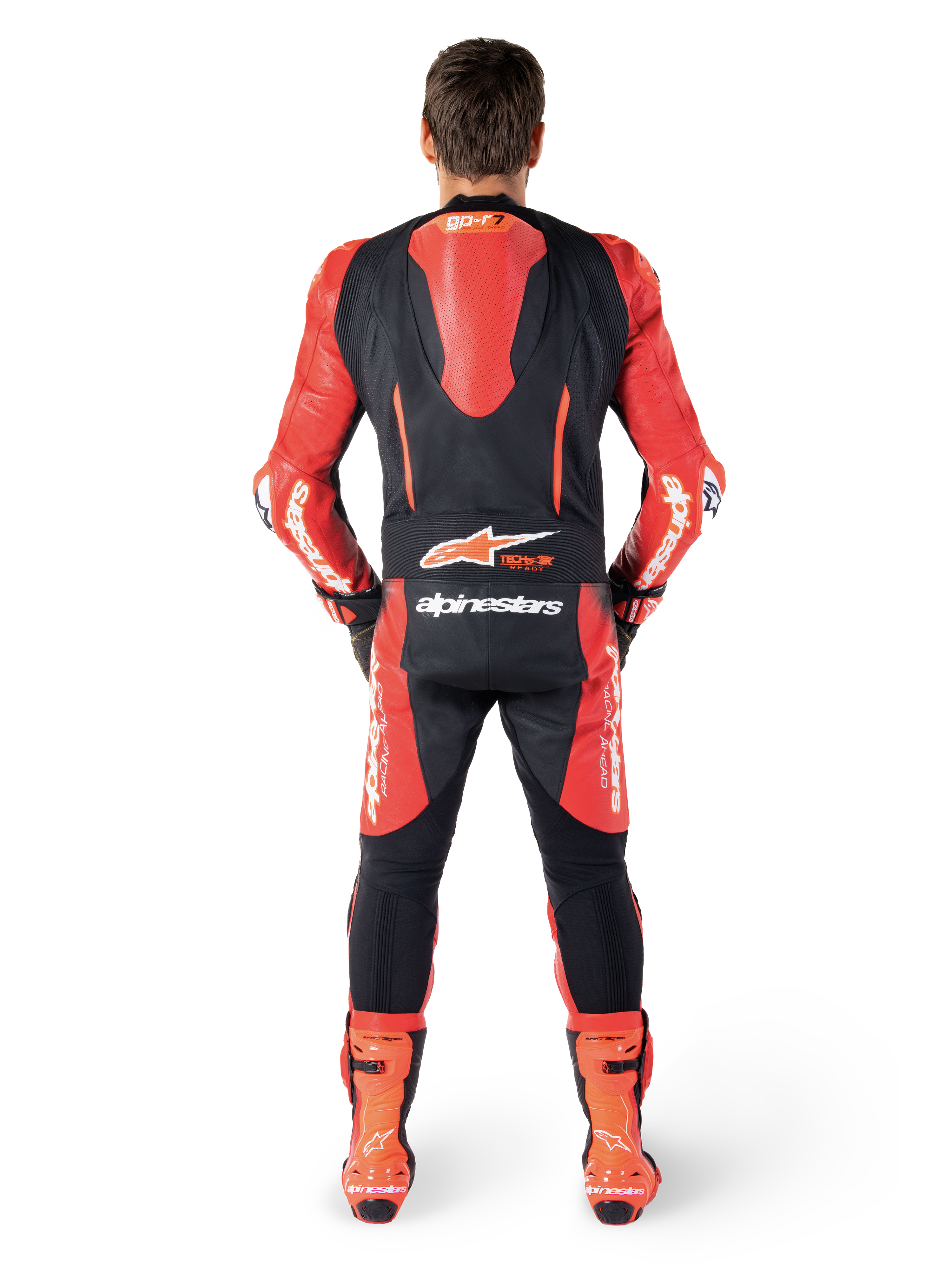 Alpinestars GP-R7 One Piece Leather Suit Black / Mid Red FREE 1 YEAR Returns, FREE UK Delivery | ThrottleChimp