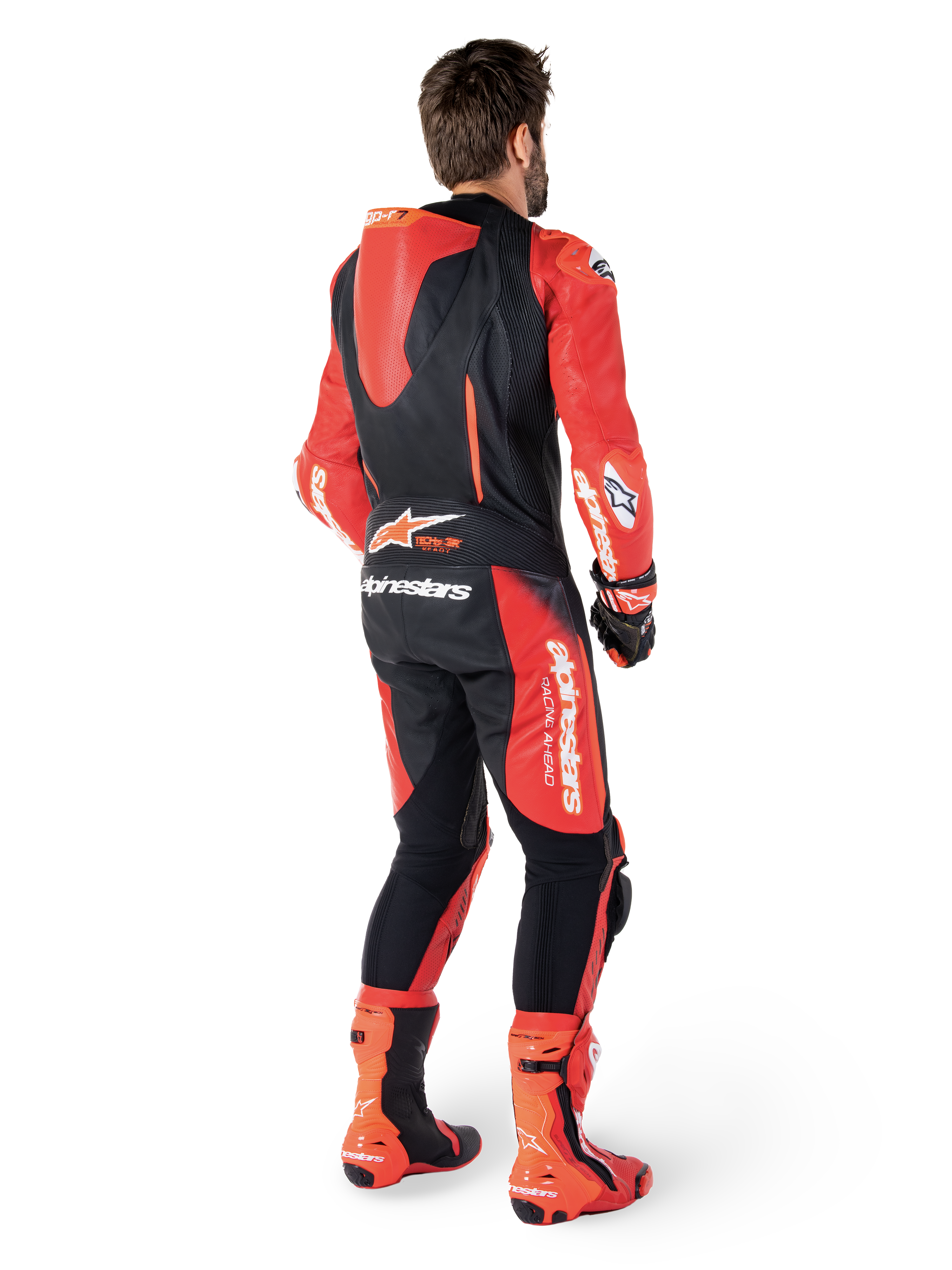 Alpinestars GP-R7 One Piece Leather Suit Black / Mid Red FREE 1 YEAR Returns, FREE UK Delivery | ThrottleChimp