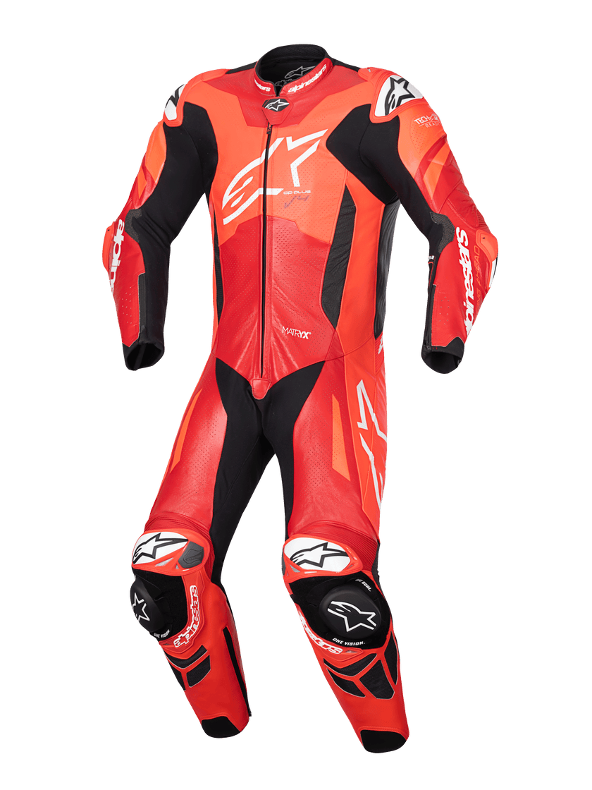 Alpinestars GP Plus V4 Sprint 1 Piece Leather Suit Fluo Red / Mid Red / White FREE 1 YEAR Returns, FREE UK Delivery | ThrottleChimp