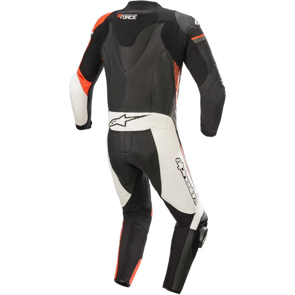 Alpinestars GP Force Phantom One Piece Leather Suit Black / White / Fluo Red (Image 2) - ThrottleChimp