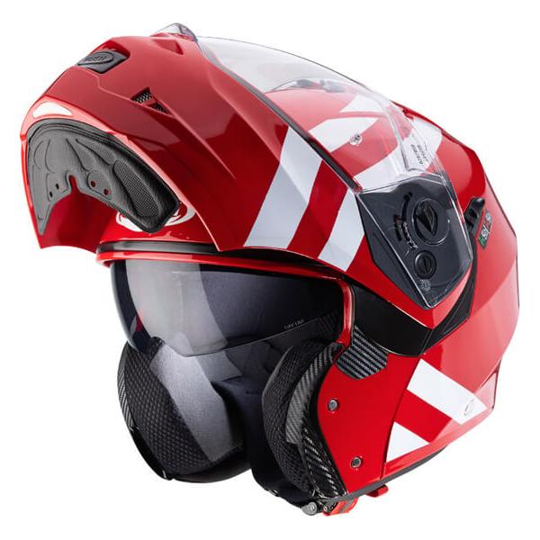 Caberg Duke 2 Super Legend Flip-Up Helmet Red / White (Image 2) - ThrottleChimp