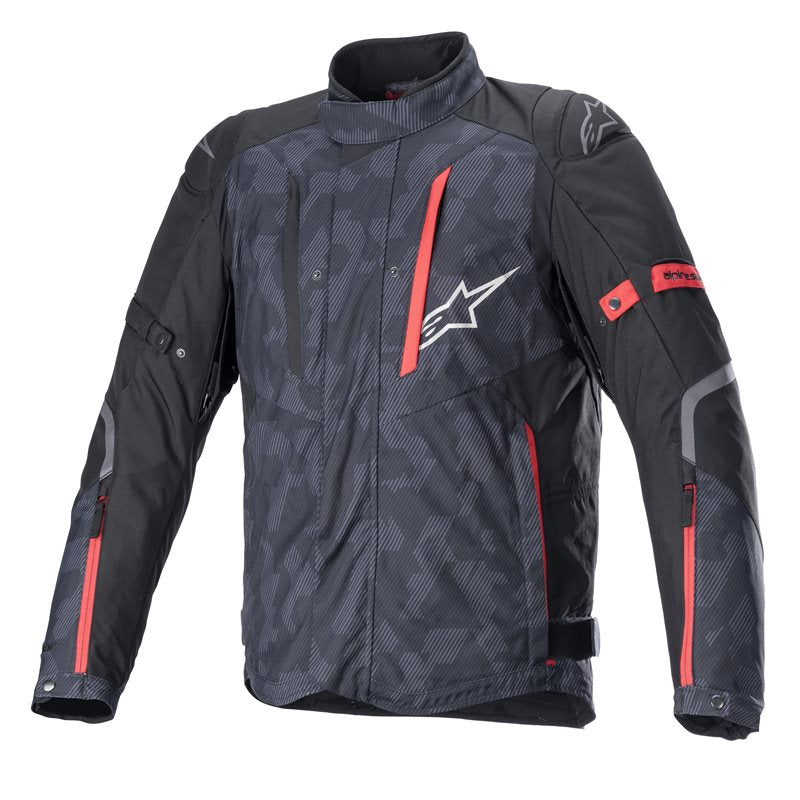 Alpinestars RX-5 Drystar Jacket Black Camo / Bright Red FREE 1 YEAR Returns, FREE UK Delivery | ThrottleChimp