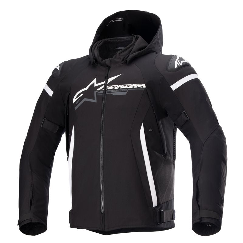 Alpinestars Zaca Waterproof Jacket Black / White FREE 1 YEAR Returns, FREE UK Delivery | ThrottleChimp