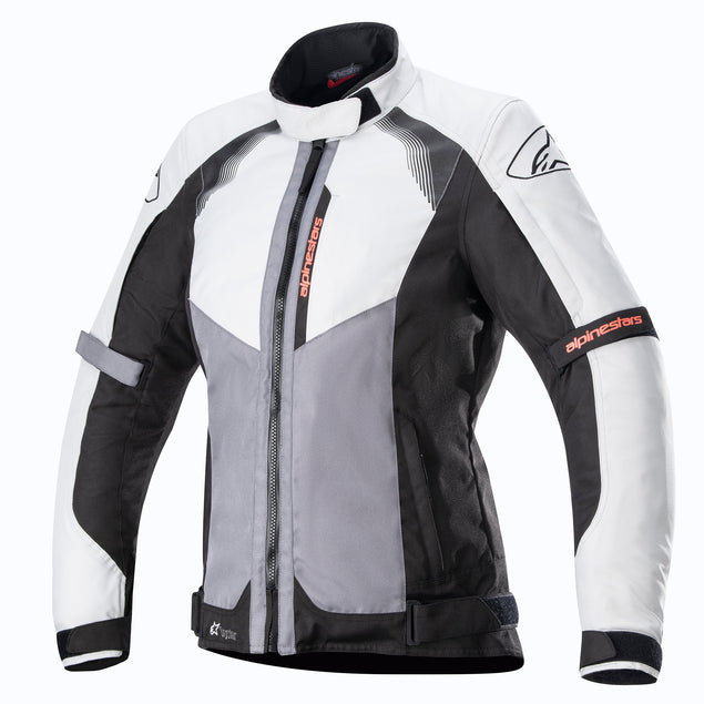 Alpinestars Stella Headlands Drystar Jacket Dark Grey / Ice Grey / Fluo Coral FREE 1 YEAR Returns, FREE UK Delivery | ThrottleChimp