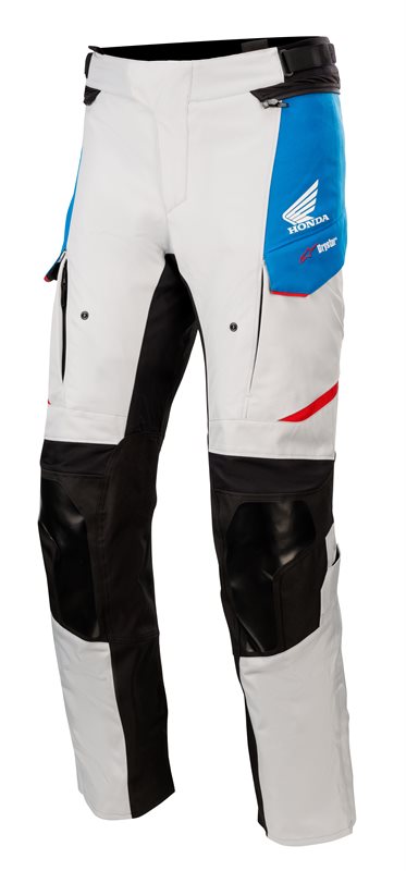 Alpinestars Honda Andes V3 Drystar Trousers Ice Grey / Blue / Bright Red FREE 1 YEAR Returns, FREE UK Delivery | ThrottleChimp