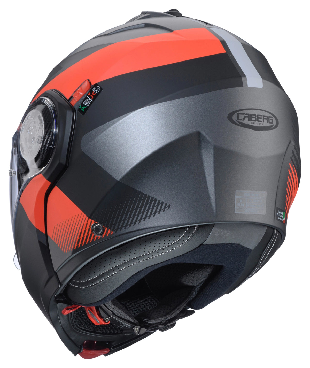 Caberg Duke Evo Indy Flip-Up Helmet Matt Gun Metal / Fluo Red / Black