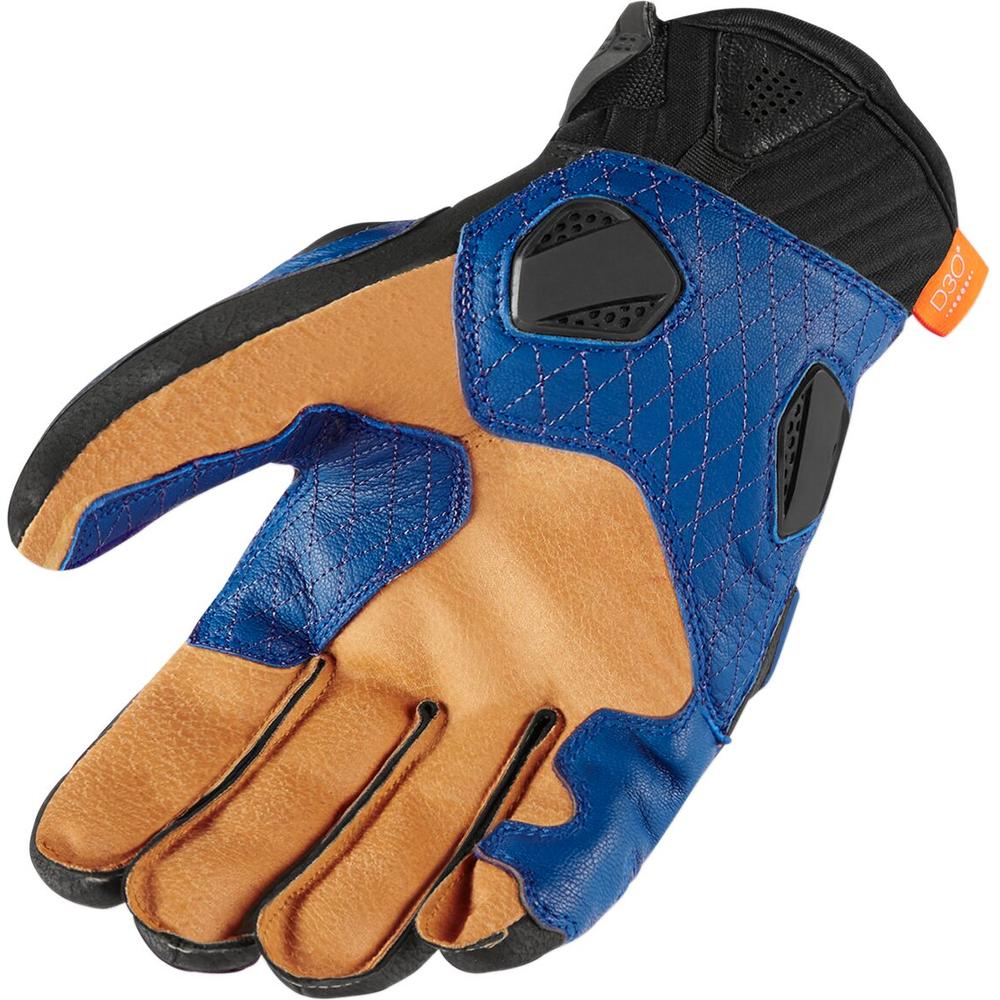 Icon Hypersport Short Leather Gloves Blue