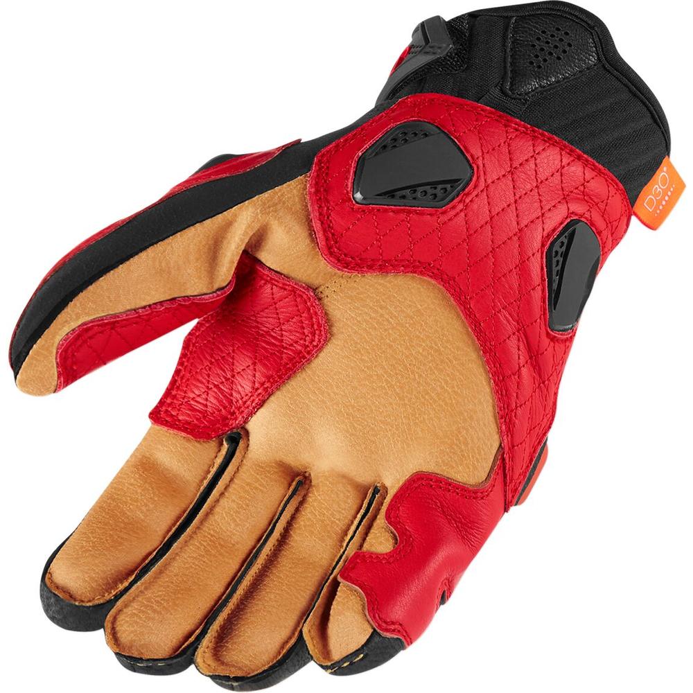 Icon Hypersport Short Leather Gloves Red