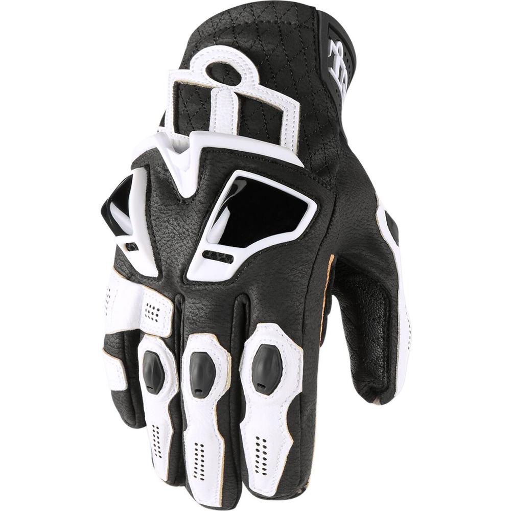 Icon Hypersport Short Leather Gloves White