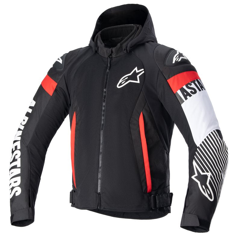 Alpinestars Zaca Air Jacket Black / White / Fluo Red FREE 1 YEAR Returns, FREE UK Delivery | ThrottleChimp