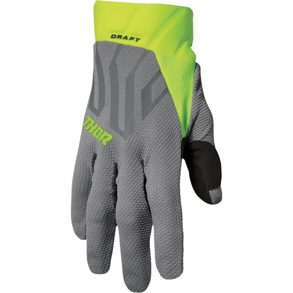 Thor Draft Textile Gloves Grey / Fluo Green FREE 1 YEAR Returns, FREE UK Delivery | ThrottleChimp