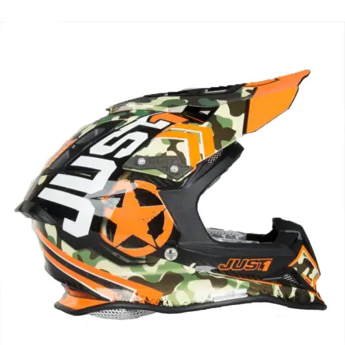 Just1 J12 Carbon MX Helmet Kombat Orange (Image 2) - ThrottleChimp