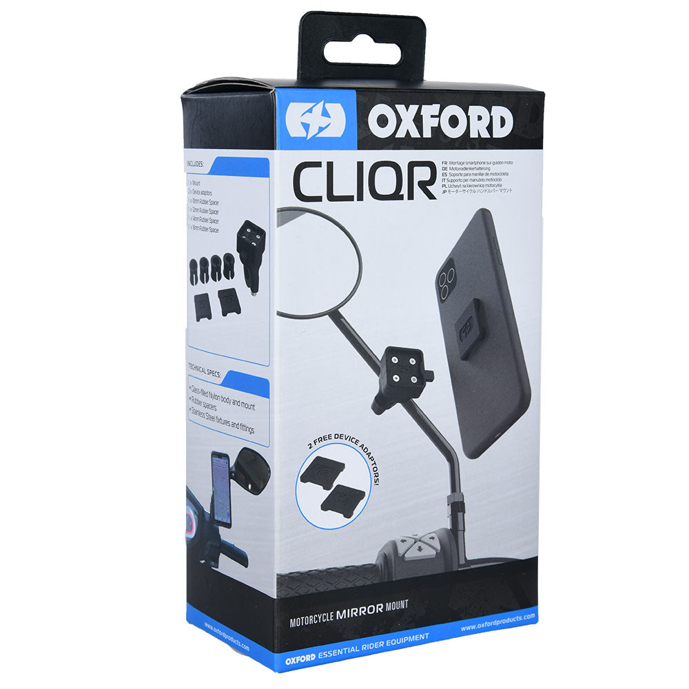 Oxford CLIQR Mirror Mount System Black (Image 2) - ThrottleChimp