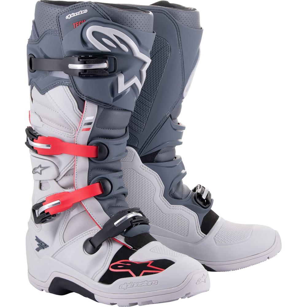 Alpinestars Tech 7 Enduro Boots Grey / Red FREE 1 YEAR Returns, FREE UK Delivery | ThrottleChimp