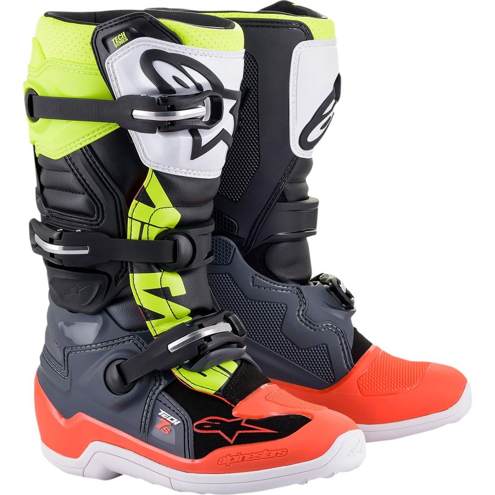 Alpinestars Tech 7S Youth Boots Grey / Red / Yellow