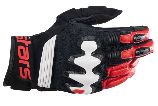 Alpinestars Halo Leather Gloves Black / White / Bright Red FREE 1 YEAR Returns, FREE UK Delivery | ThrottleChimp