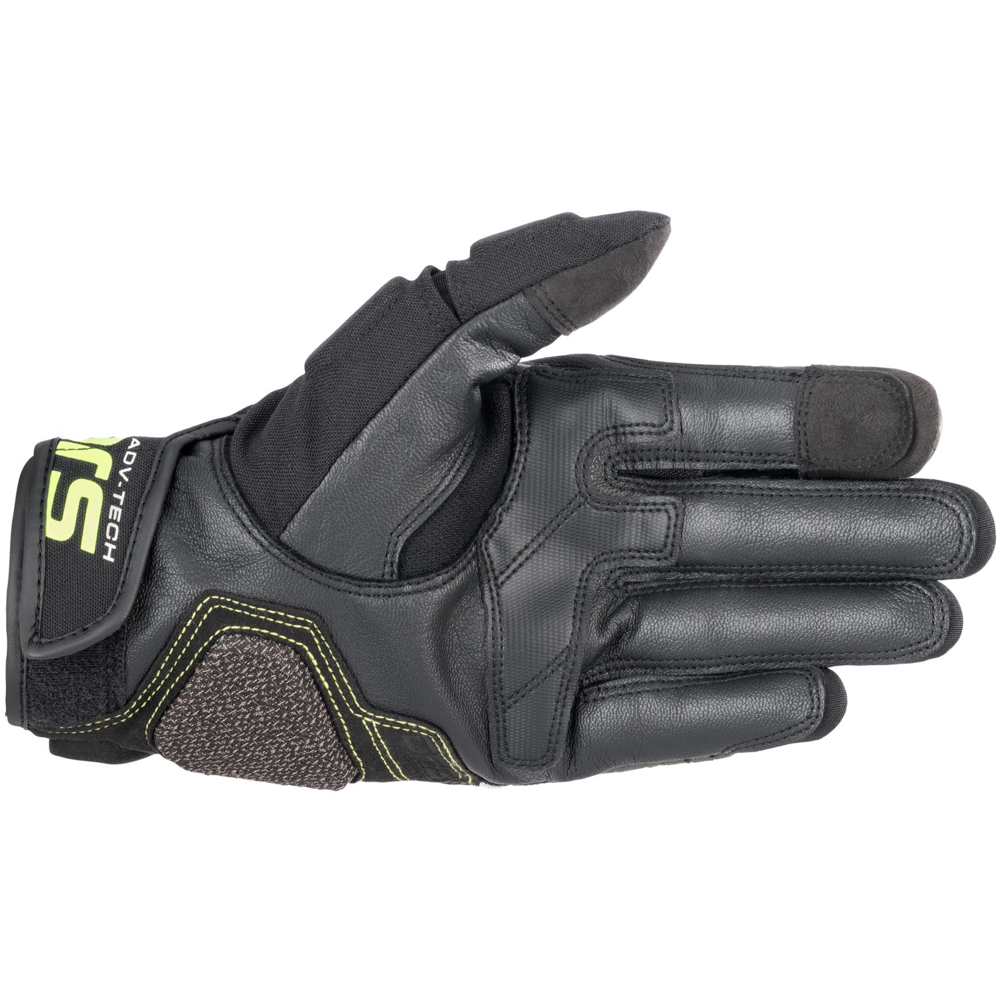 Alpinestars Halo Leather Gloves Forest Black / Fluo Yellow (Image 2) - ThrottleChimp