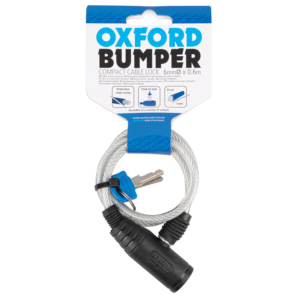 Oxford Bumper Cable Lock Clear - 600 mm x 6 mm (Image 2) - ThrottleChimp