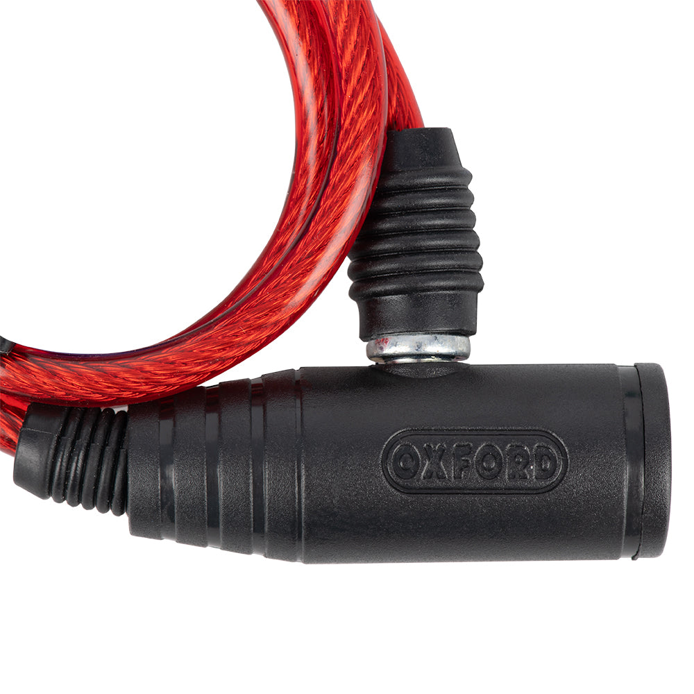 Oxford Bumper Cable Lock Red - 600 mm x 6 mm FREE 1 YEAR Returns, FREE UK Delivery | ThrottleChimp