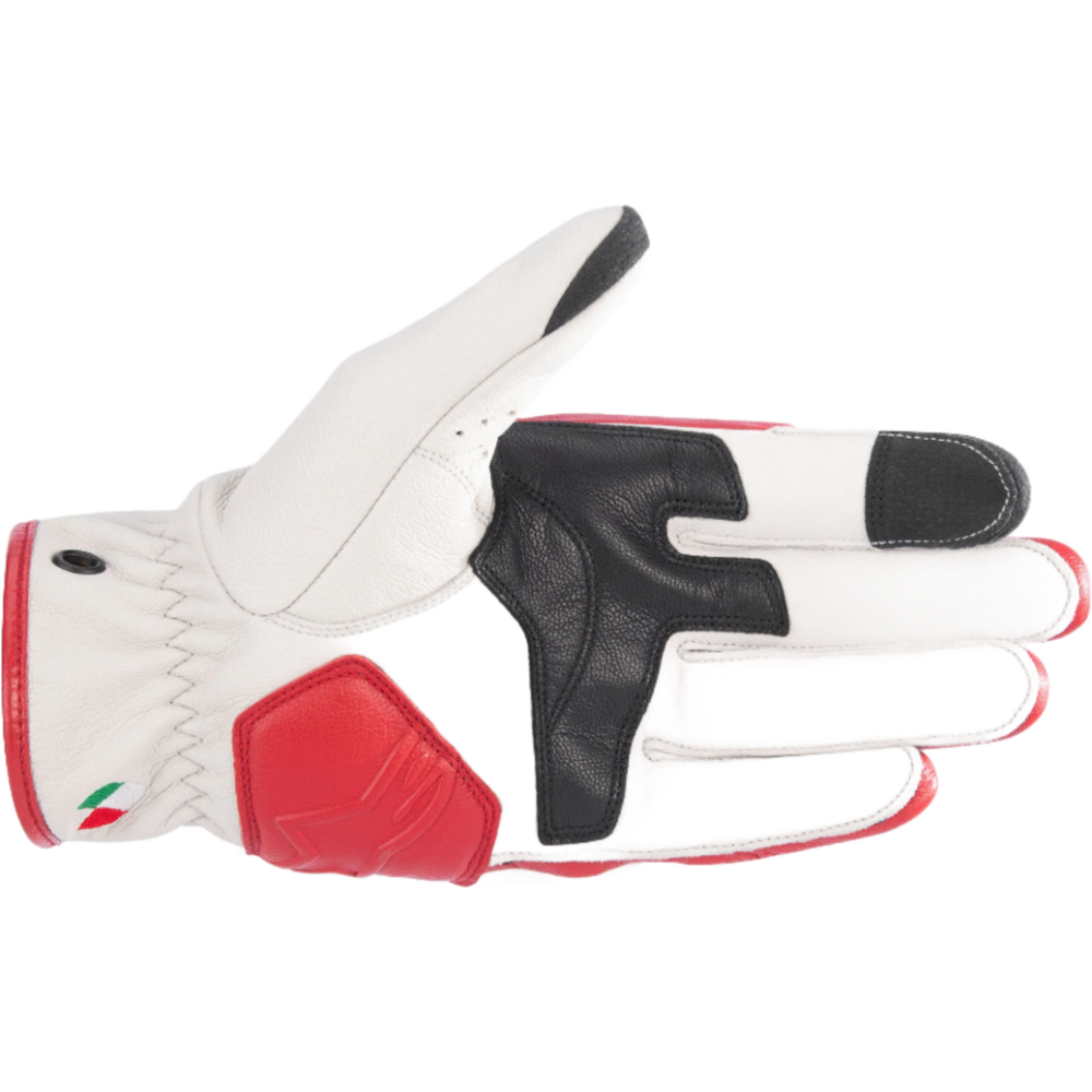 Alpinestars Dyno Leather Gloves Ecru Ruby Red / White (Image 2) - ThrottleChimp