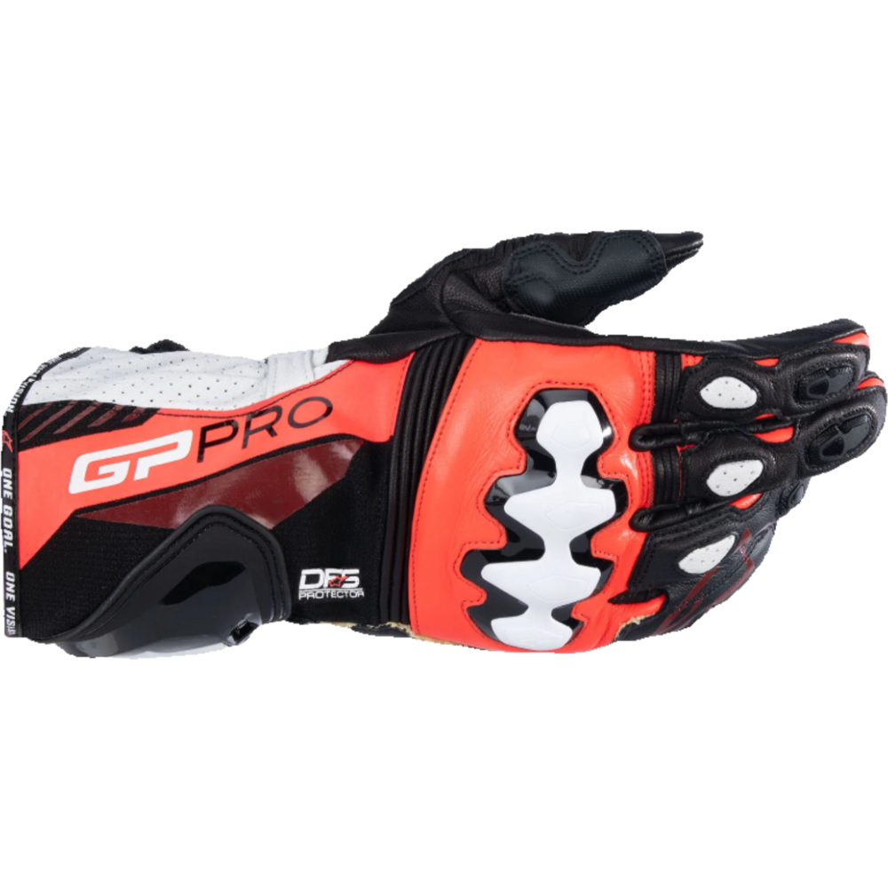 Alpinestars GP Pro R4 Leather Gloves Black / Fluo Red / White - ThrottleChimp