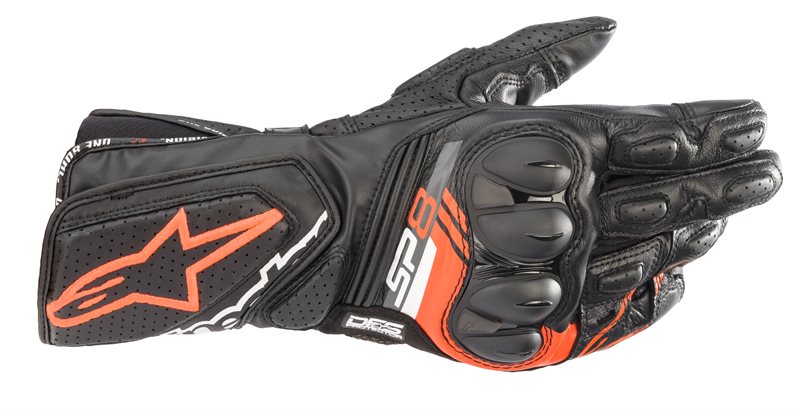 Alpinestars SP-8 V3 Gloves Black / Fluo Red FREE 1 YEAR Returns, FREE UK Delivery | ThrottleChimp