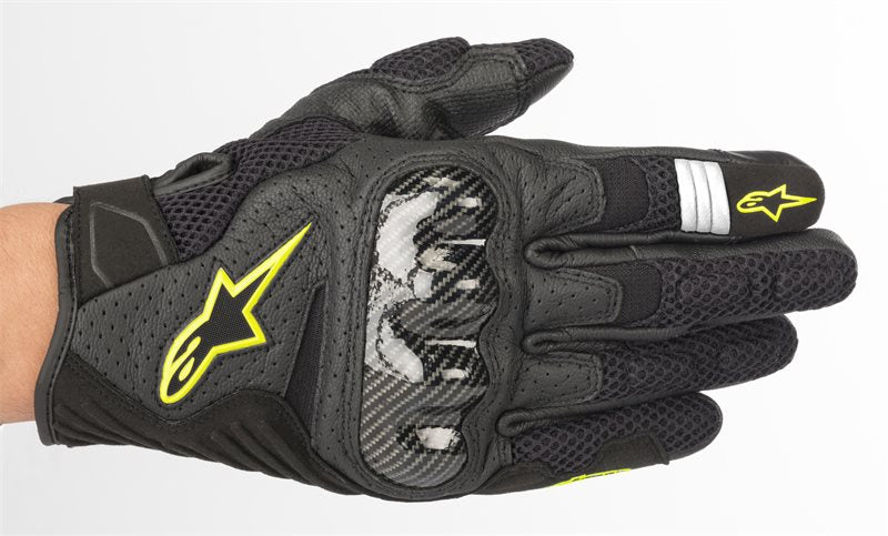 Alpinestars SMX-1 Air V2 Gloves Black / Fluo Yellow FREE 1 YEAR Returns, FREE UK Delivery | ThrottleChimp