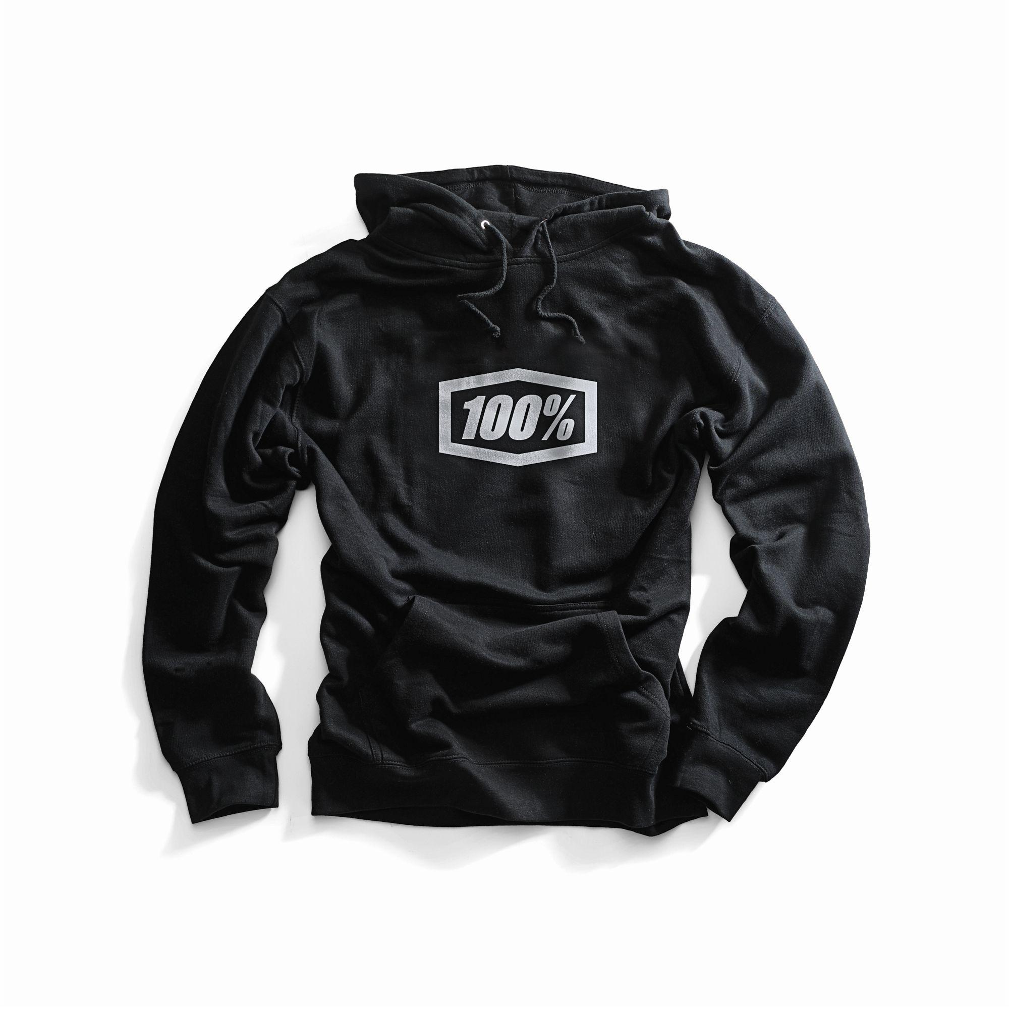 100% Essential Hooded Pullover Sweatshirt Black FREE 1 YEAR Returns, FREE UK Delivery | ThrottleChimp