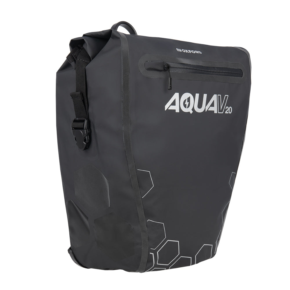 Oxford Aqua V20 Single QR Pannier Bag Black - 20 Litres FREE 1 YEAR Returns, FREE UK Delivery | ThrottleChimp