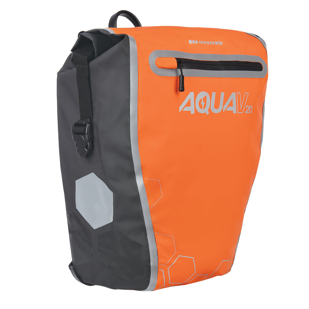 Oxford Aqua V20 Single QR Pannier Bag Orange / Black - 20 Litres FREE 1 YEAR Returns, FREE UK Delivery | ThrottleChimp