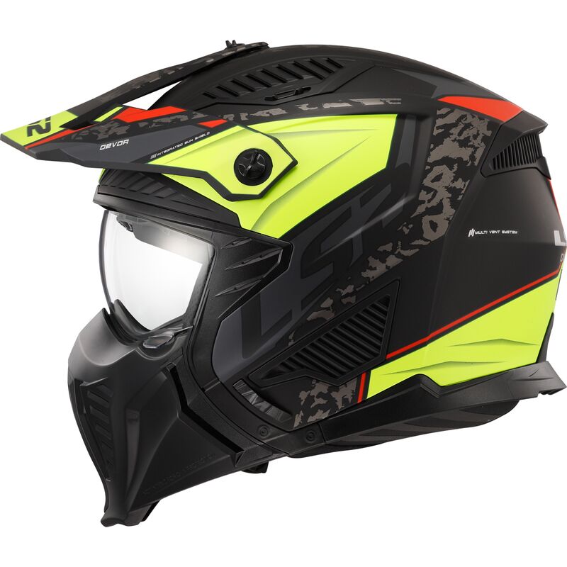 LS2 OF606 Drifter ECE 22.06 Open Face Helmet Devor Matt Black / Hi-Viz Yellow