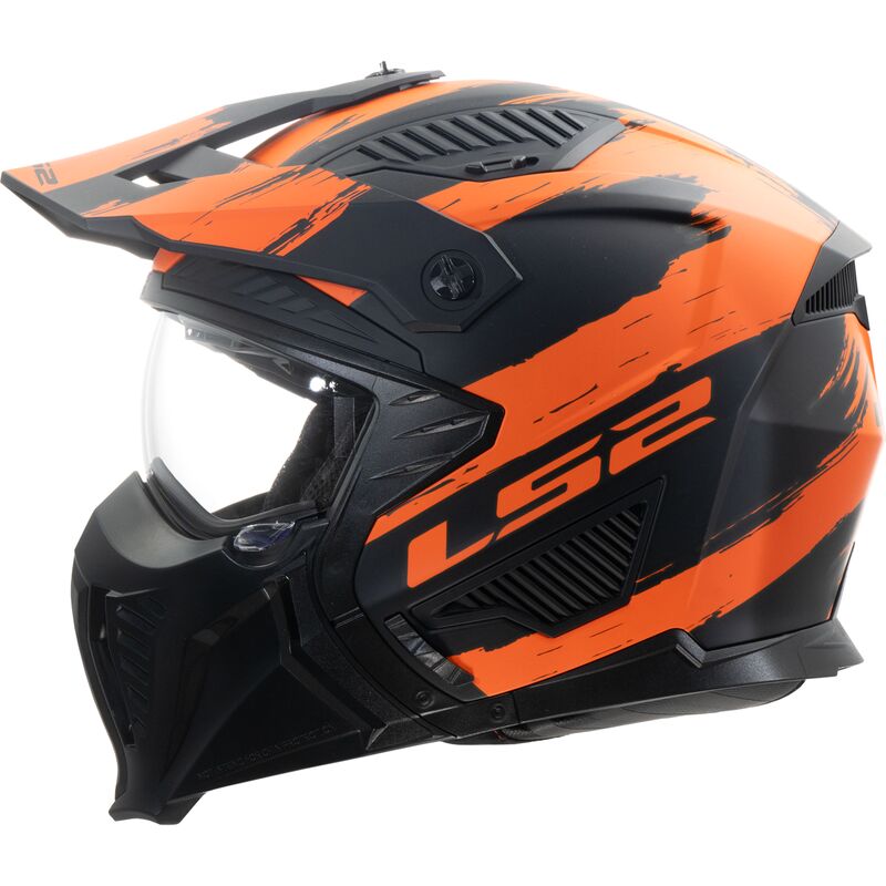 LS2 OF606 Drifter ECE 22.06 Open Face Helmet Mud Matt Black / Orange