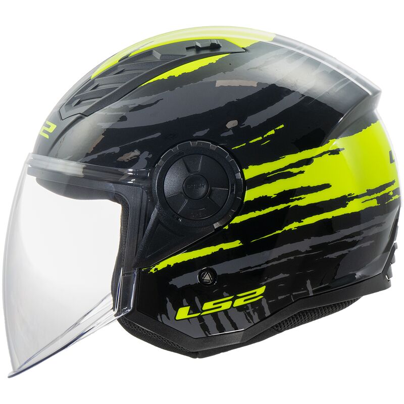 LS2 OF616 Airflow 2 ECE 22.06 Open Face Helmet Brush Black / Hi-Viz Yellow