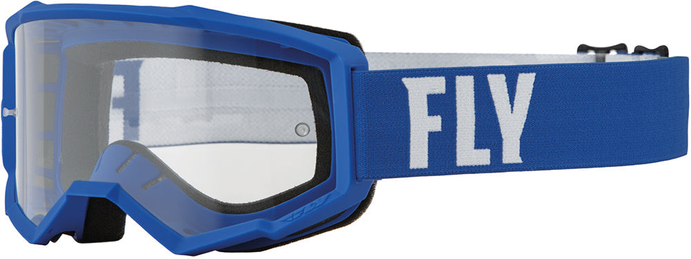 Fly Racing Focus MX Goggles Blue / White / Clear Lens FREE 1 YEAR Returns, FREE UK Delivery | ThrottleChimp