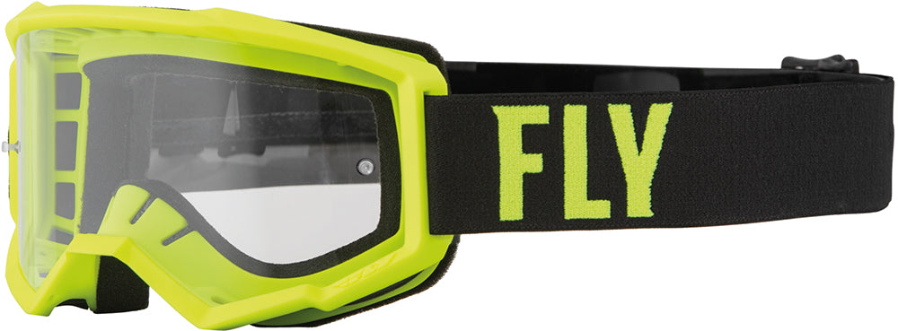 Fly Racing Focus MX Goggles Fluo Yellow / Black / Clear Lens FREE 1 YEAR Returns, FREE UK Delivery | ThrottleChimp