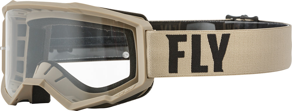 Fly Racing Focus MX Goggles Khaki / Brown / Clear Lens FREE 1 YEAR Returns, FREE UK Delivery | ThrottleChimp