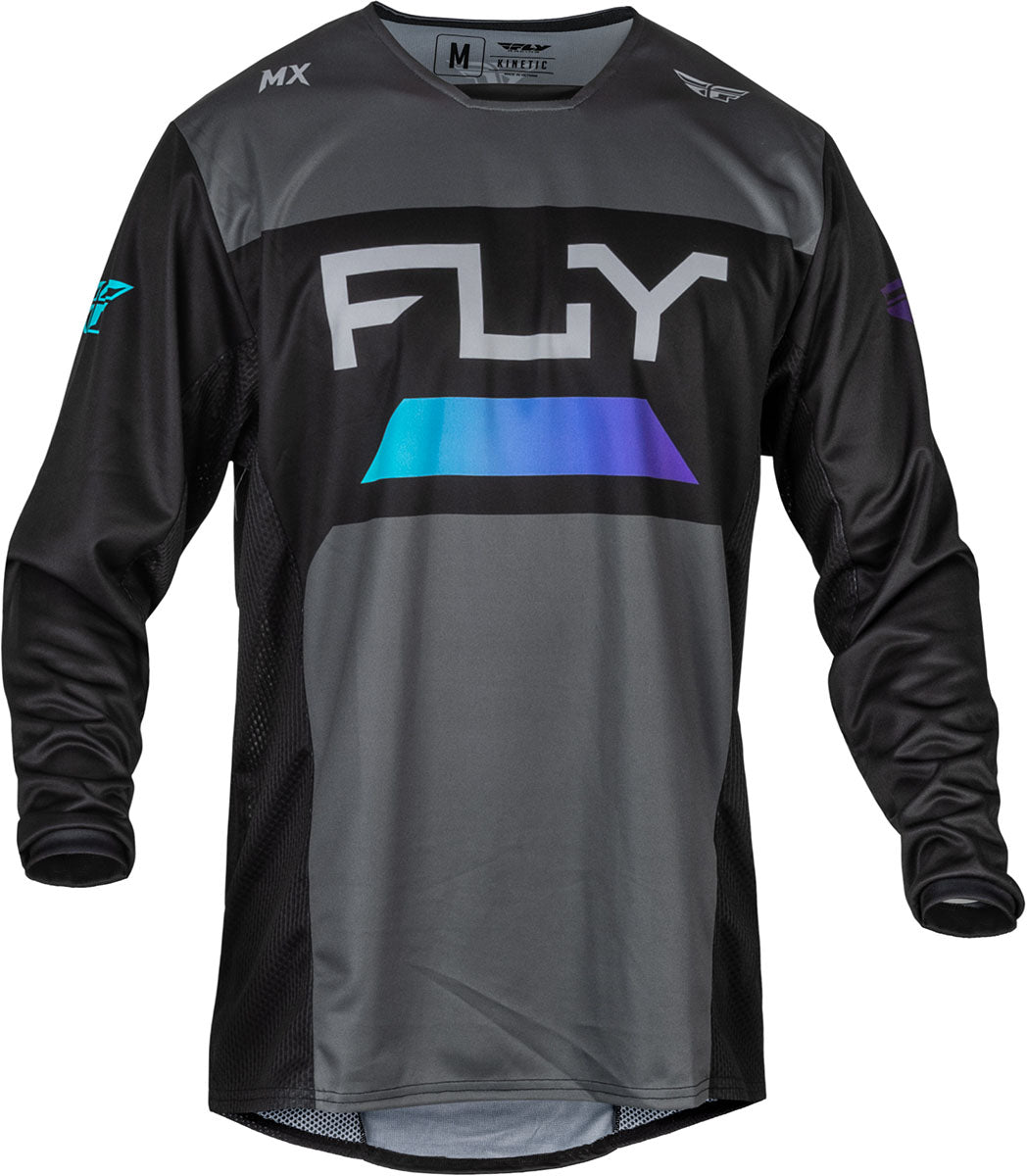 Fly Racing Kinetic Reload MX Jersey Charcoal / Black / Blue FREE 1 YEAR Returns, FREE UK Delivery | ThrottleChimp