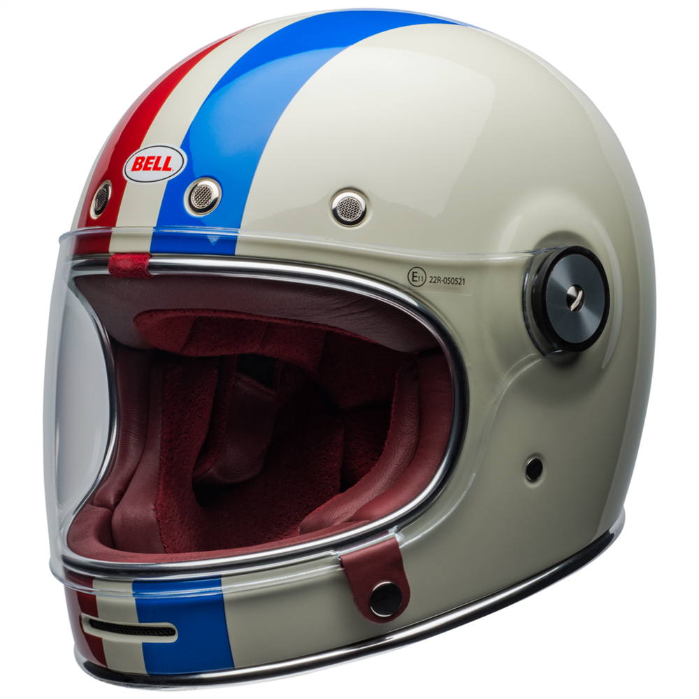 Bell Bullitt Command Full Face Helmet Vintage White / Oxblood / Blue (Image 5) - ThrottleChimp