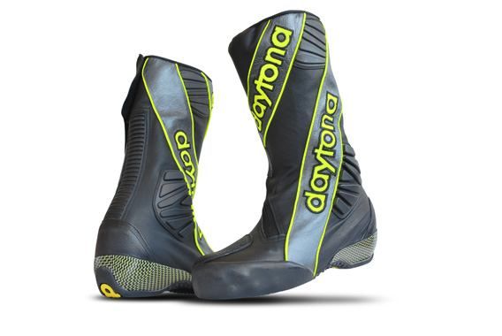 Daytona Security Evo 3 Race Outer Leather Boots Black / Gunmetal / Yellow - ThrottleChimp