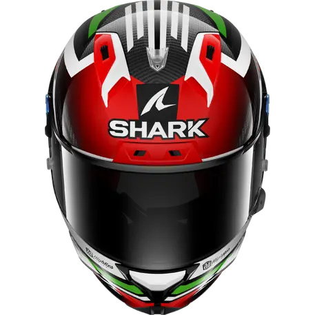 Shark Aeron-GP FIM Full Face Helmet Firstlap Carbon / Red / Green / White FREE 1 YEAR Returns, FREE UK Delivery | ThrottleChimp