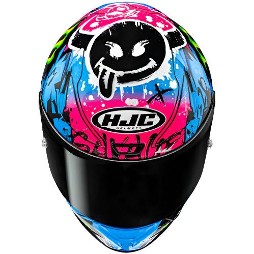 HJC RPHA 1 Quartararo Le Mans Special Full Face Helmet MC28 Black / Blue / Pink (Image 4) - ThrottleChimp