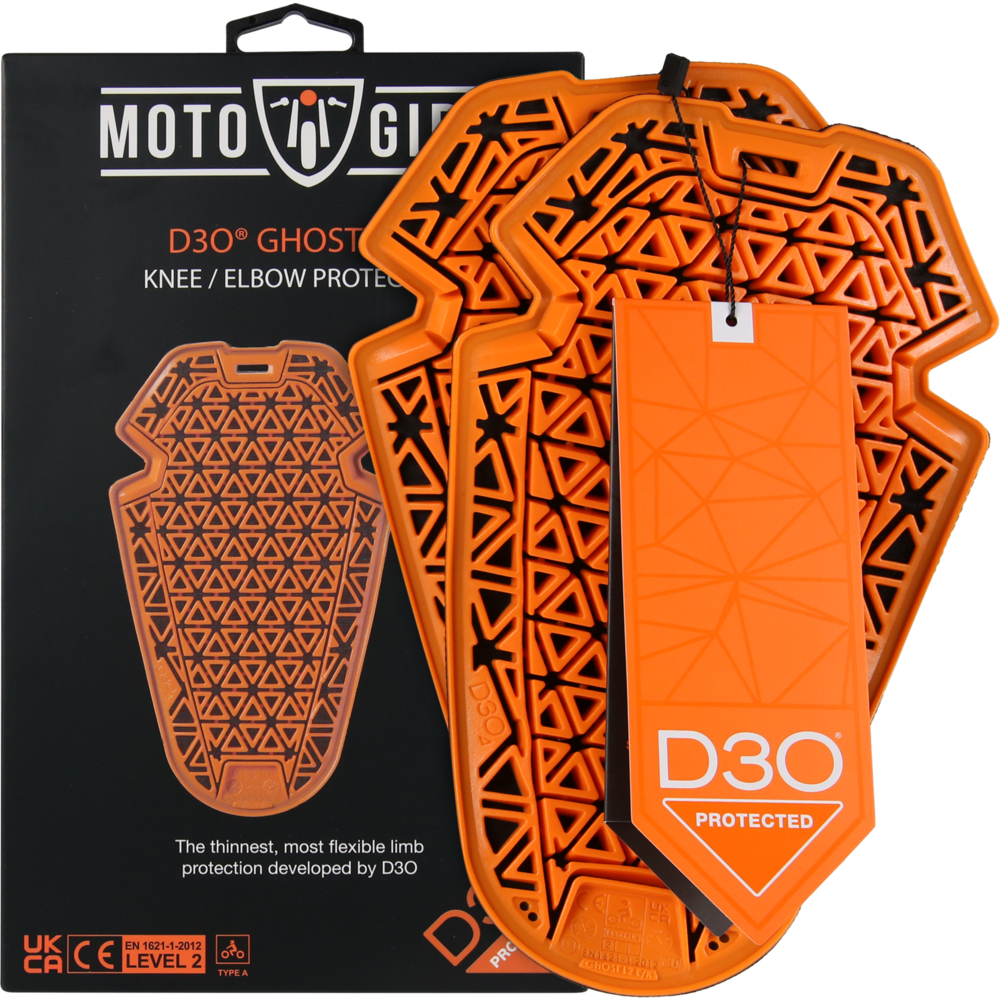 MotoGirl D3O Ghost L2 Ladies Knee / Elbow Protector Orange - Pair - ThrottleChimp