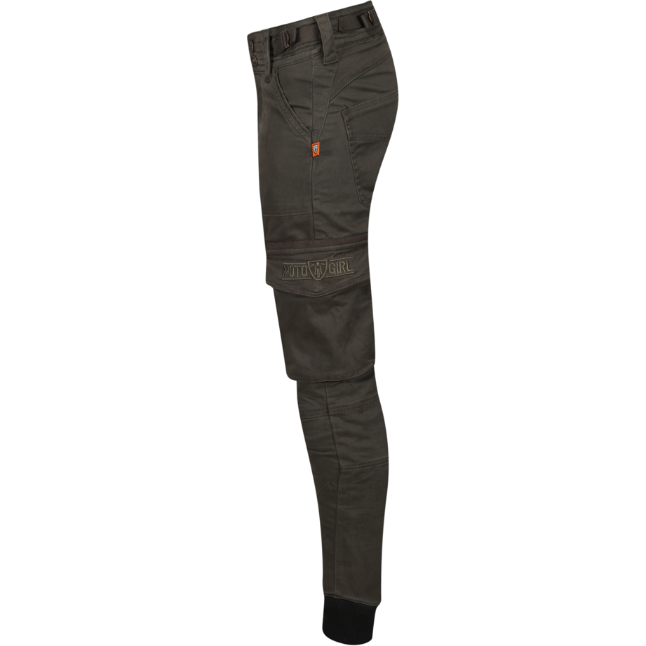 MotoGirl Lara Ladies Cargo Trouser Olive Green (Image 5) - ThrottleChimp