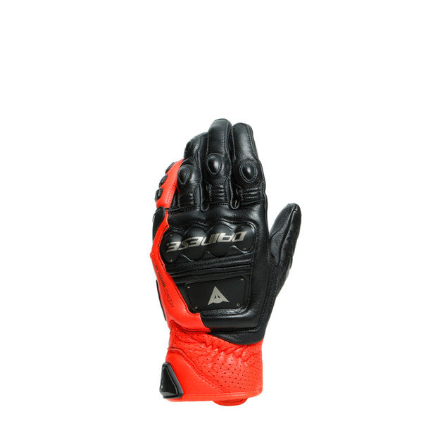 Dainese 4 Stroke 2 Leather Gloves Black / Fluo Red FREE 1 YEAR Returns, FREE UK Delivery | ThrottleChimp