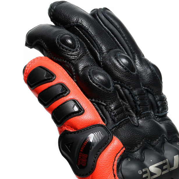 Dainese 4 Stroke 2 Leather Gloves Black / Fluo Red (Image 8) - ThrottleChimp