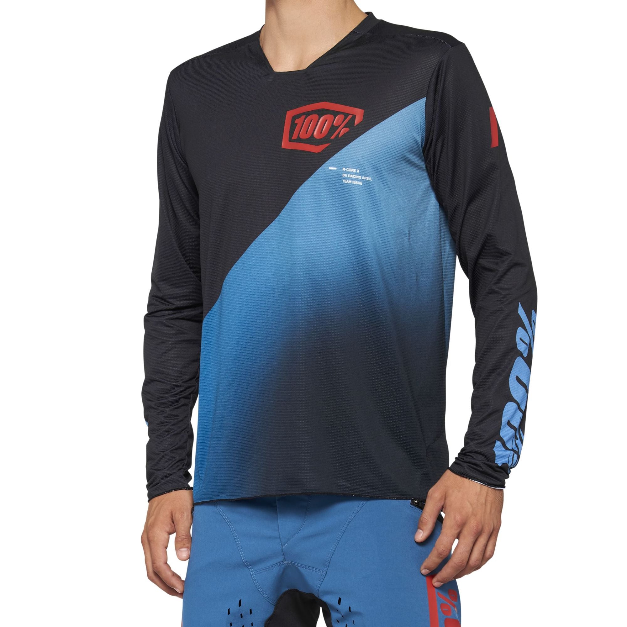 100% R-Core X Long Sleeves Jersey Black / Slate Blue FREE 1 YEAR Returns, FREE UK Delivery | ThrottleChimp