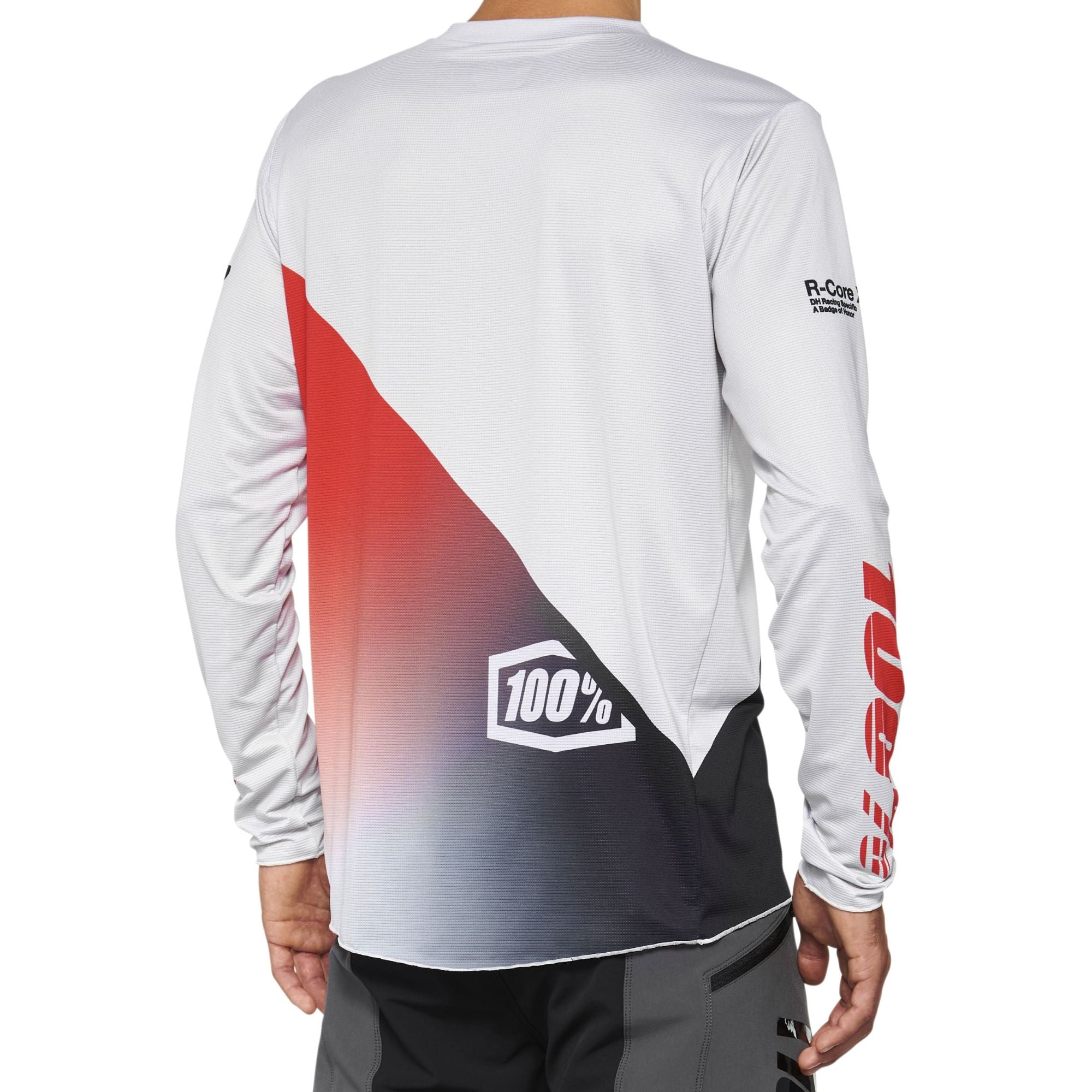 100% R-Core X Long Sleeves Jersey Grey / Racer Red FREE 1 YEAR Returns, FREE UK Delivery | ThrottleChimp