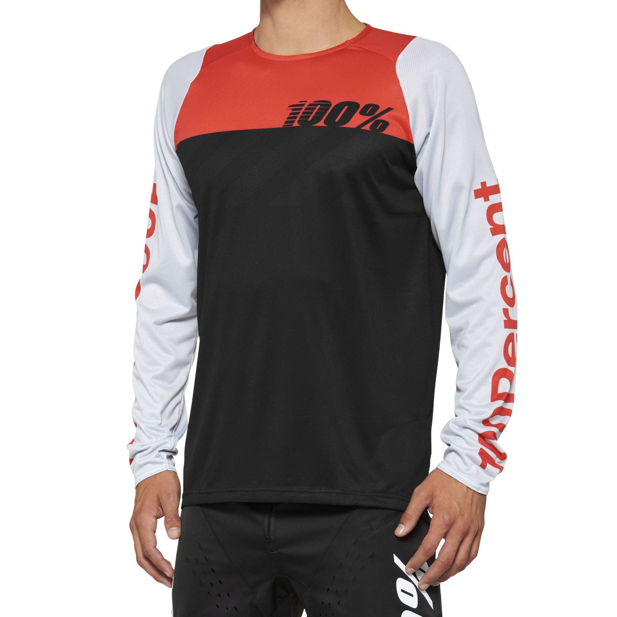 100% R-Core Long Sleeves Jersey Black / Racer Red FREE 1 YEAR Returns, FREE UK Delivery | ThrottleChimp