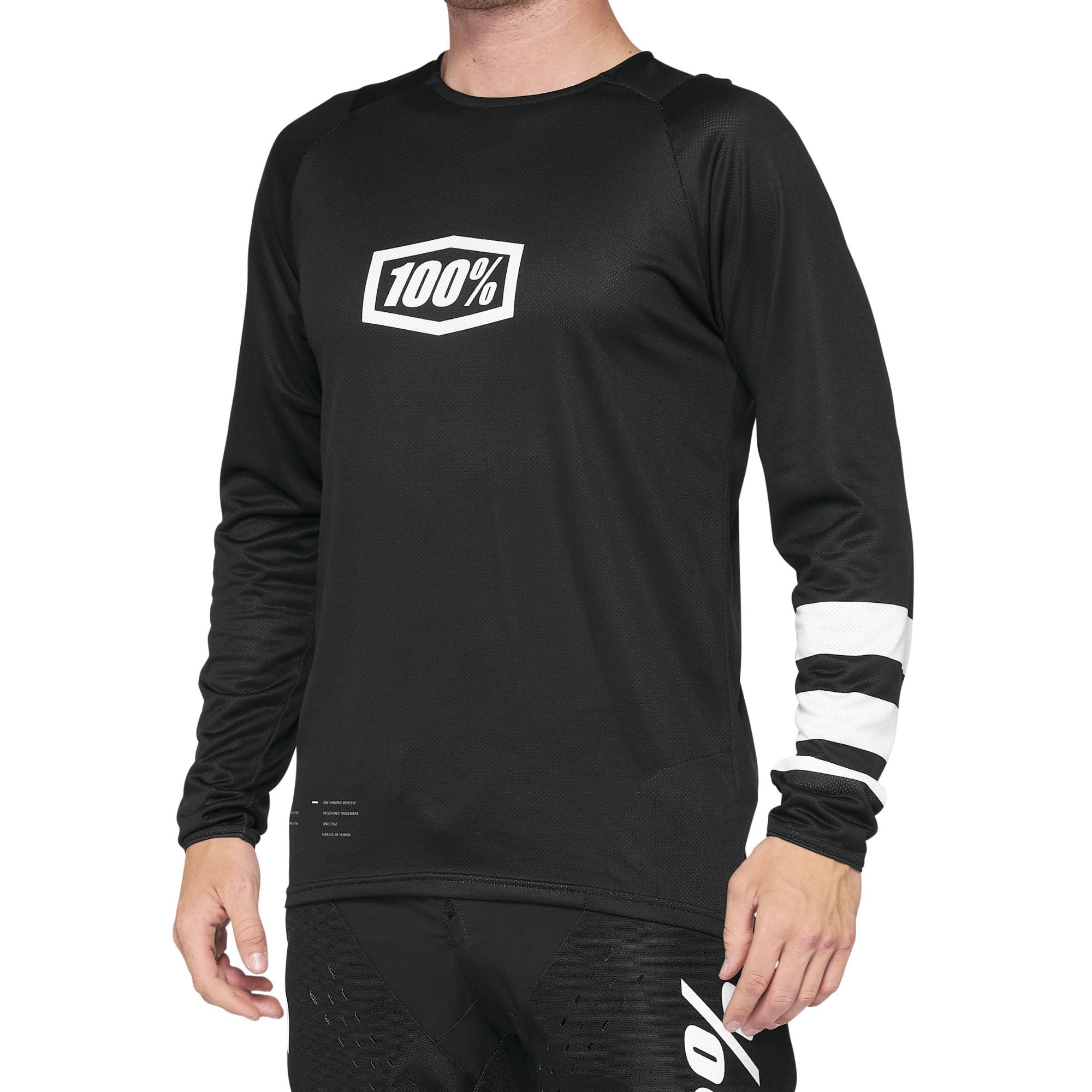 100% R-Core Long Sleeves Jersey Black / White FREE 1 YEAR Returns, FREE UK Delivery | ThrottleChimp